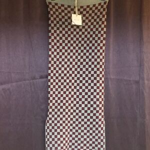 KULE Checkered Pencil Skirt in Burgundy and Gray